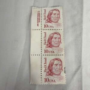 3 stamps : Vintage 1987 Chief Red Cloud 10-Cent United States Postage Stamps NEW